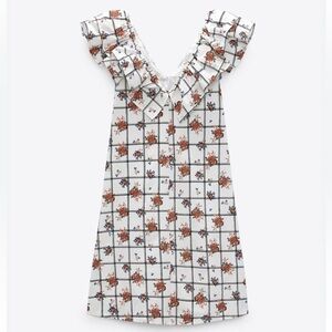 ZARA White floral ruffle dress size M